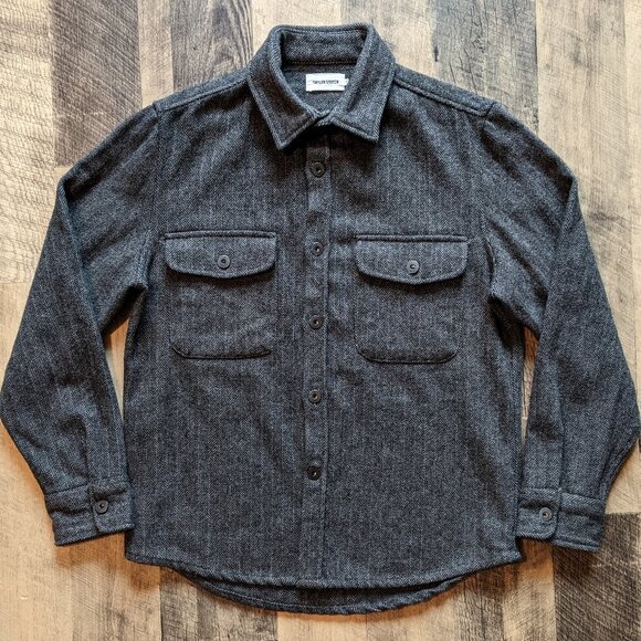 Taylor Stitch Explorer Shirt Coal Herringbone Grey Wool Small - Picture 2 of 8